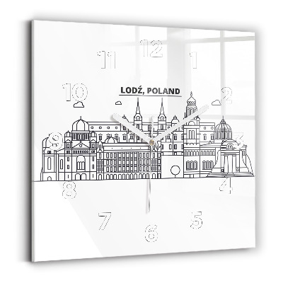 Négyzet alakú üvegóra 30x30 Łódź építészeti panoráma