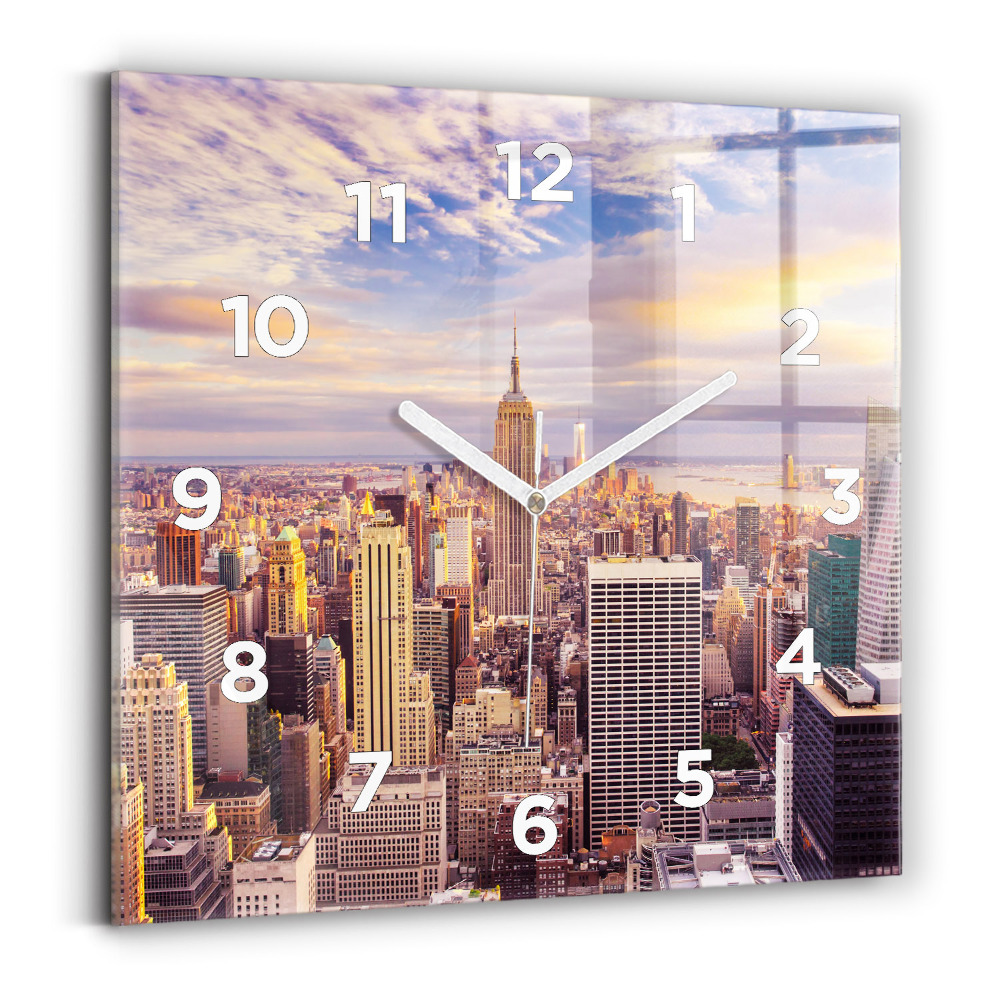 Szögletes fali üvegóra 30x30 New York-i naplemente