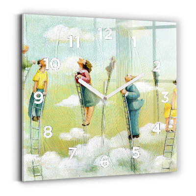 Szögletes fali üvegóra 30x30 Emberek a létrán
