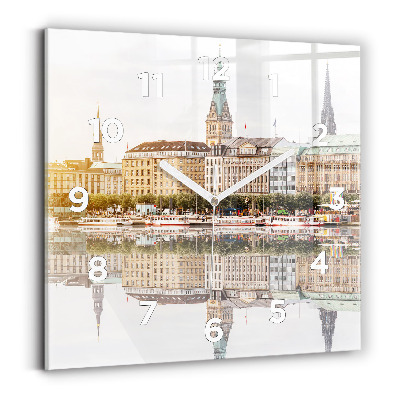 Négyzetes üvegóra 30x30 Hamburg folyó Németország