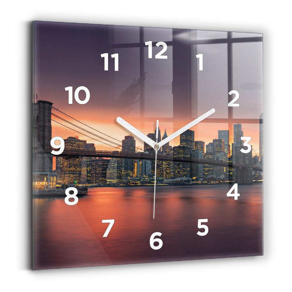 Szögletes üvegóra 30x30 New York East River