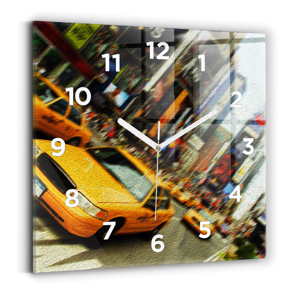 Szögletes fali üvegóra 30x30 New York-i taxik