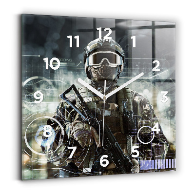 Szögletes üvegóra 30x30 Katona fegyverrel