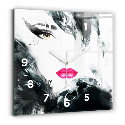 Négyzet alakú üvegóra 30x30 Vörös ajkak nő portréja