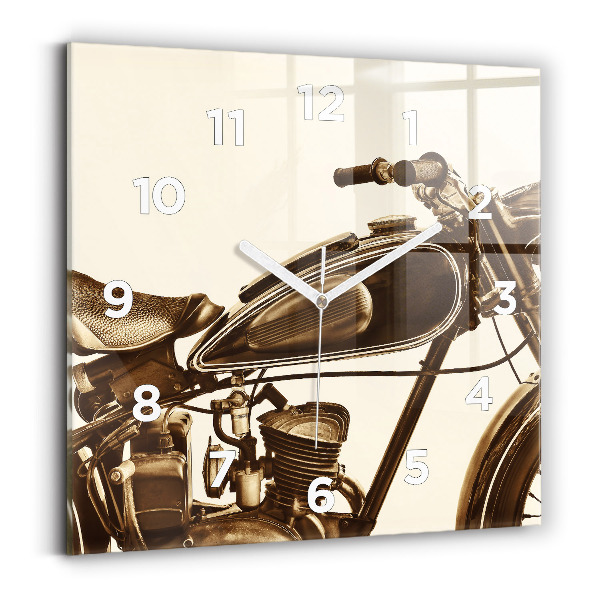 Négyzet alakú üvegóra 30x30 Vintage motorkerékpár szépia