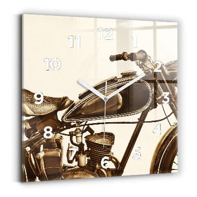 Négyzet alakú üvegóra 30x30 Vintage motorkerékpár szépia