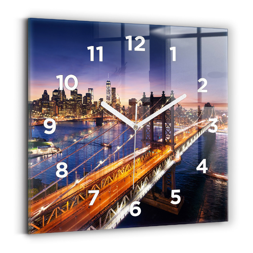 Négyzetes üvegóra 30x30 New York és a naplemente