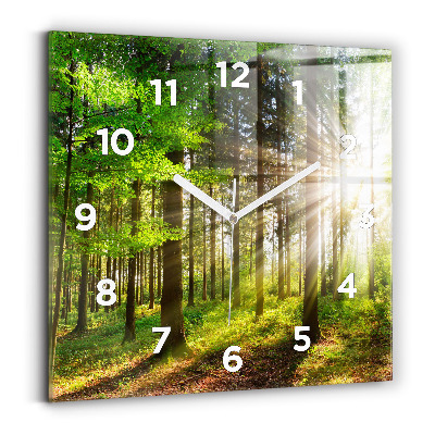 Szögletes üvegóra 30x30 Erdei napfelkelte