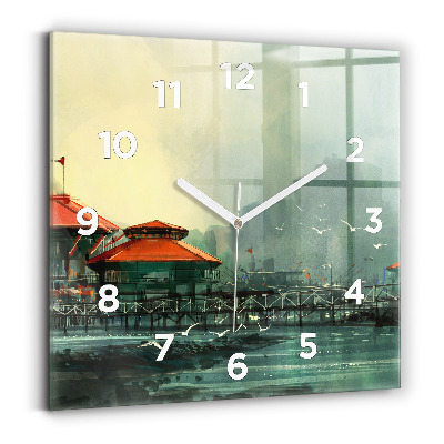 Négyzetes üvegóra 30x30 Halász falu