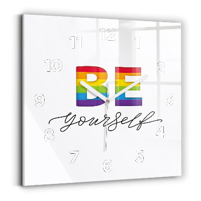 Szögletes fali üvegóra 30x30 A Légy önmagad felirat