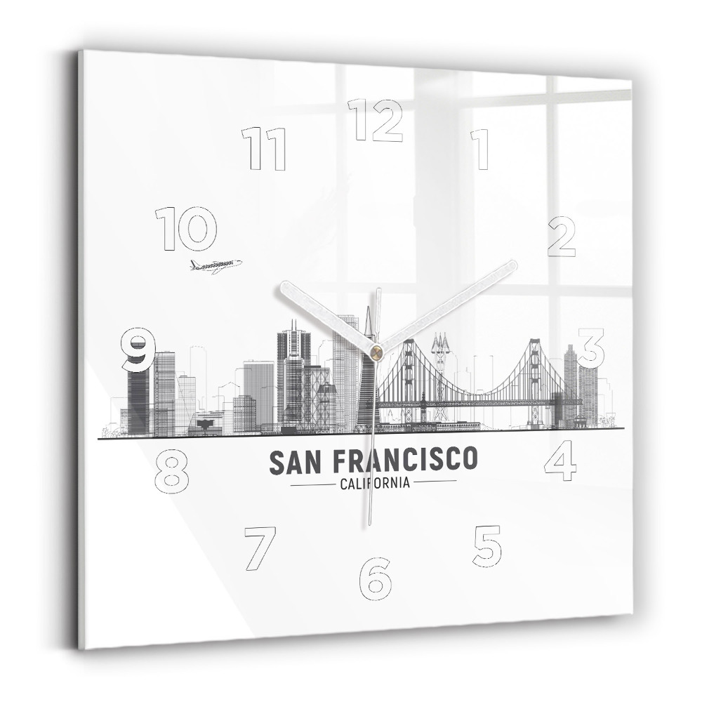 Szögletes fali üvegóra 30x30 San Francisco panoráma