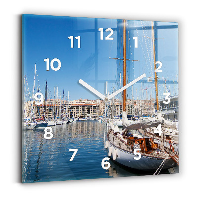 Négyzetes üvegóra 30x30 Marina Marseille Franciaországban