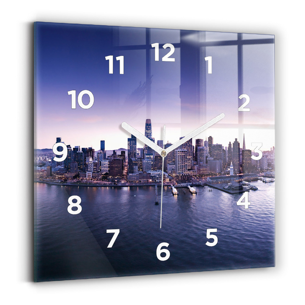 Szögletes üvegóra 30x30 Kilátás San Franciscora