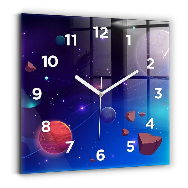 Szögletes üvegóra 30x30 Galaxis bolygók