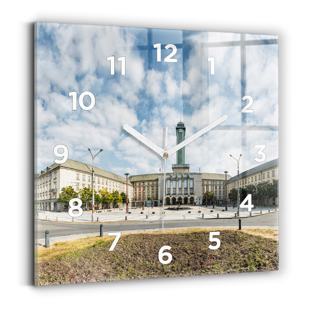 Négyzetes üvegóra 30x30 Panoráma Ostrava városára