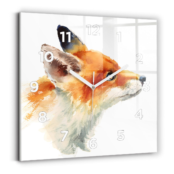 Szögletes üvegóra 30x30 Akvarell fiatal róka