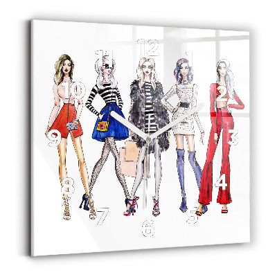 Szögletes fali üvegóra 30x30 Divatos lányok