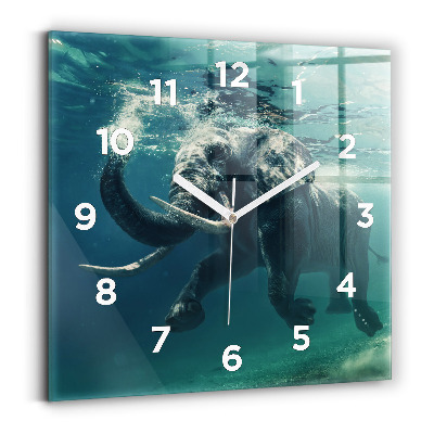 Szögletes üvegóra 30x30 Elefánt úszik az óceánban