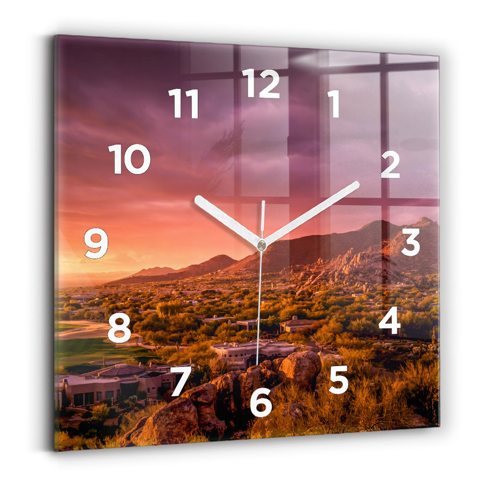 Szögletes üvegóra 30x30 North Scottsdale naplemente