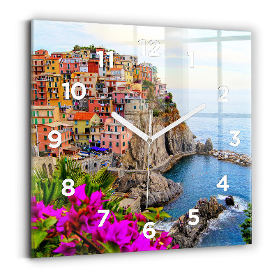 Szögletes üvegóra 30x30 Cinque Terre partja