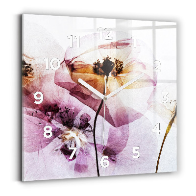 Szögletes fali üvegóra 30x30 Száraz mák virágok