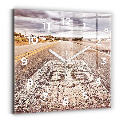 Szögletes fali üvegóra 30x30 Route 66 USA