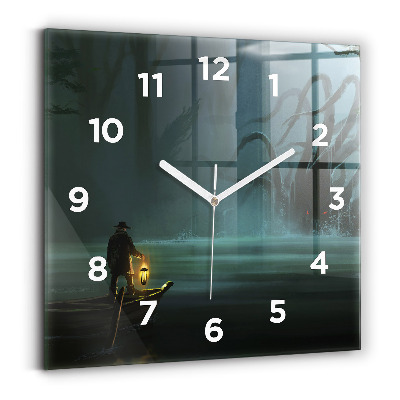 Szögletes fali üvegóra 30x30 Ember és szörny a mocsárban