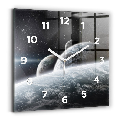 Négyzetes üvegóra 30x30 Űr és bolygók