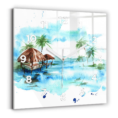 Szögletes üvegóra 30x30 Egy lakatlan sziget képe