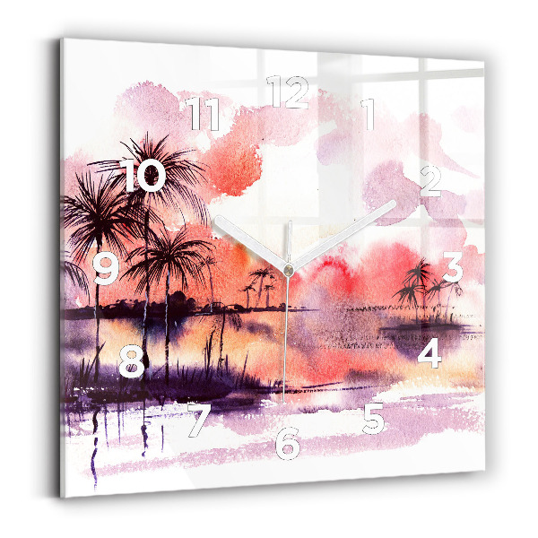 Szögletes fali üvegóra 30x30 Trópusi táj