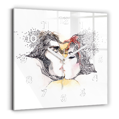 Négyzet alakú üvegóra 30x30 Szerelmes csók rajz