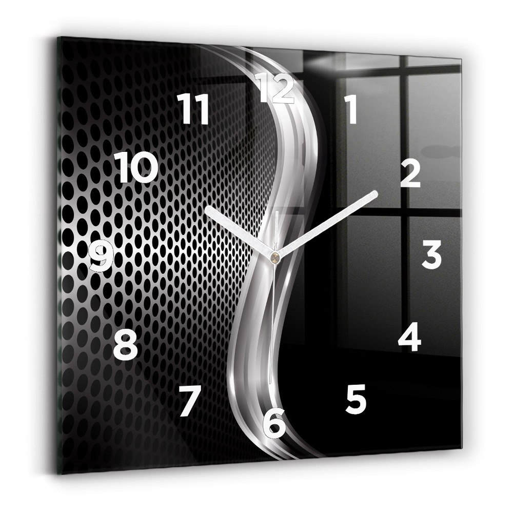 Szögletes fali üvegóra 30x30 Black metal absztrakció