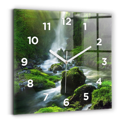 Szögletes fali üvegóra 30x30 Vízesés és sziklák