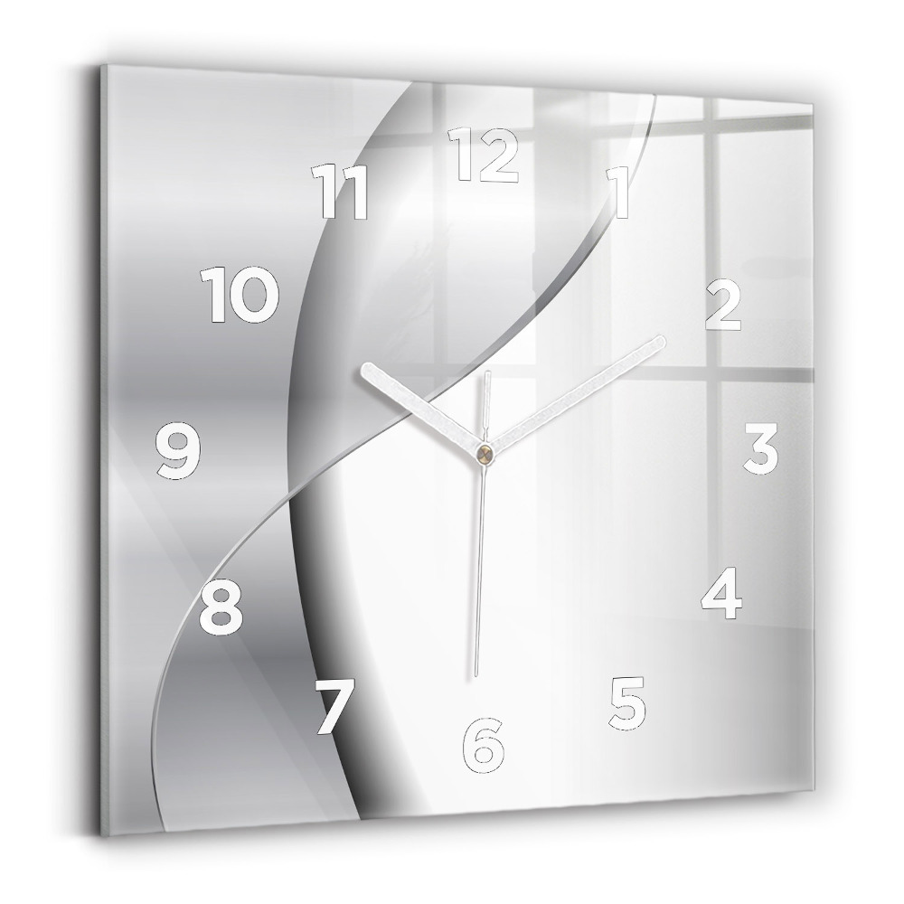 Szögletes üvegóra 30x30 Ezüst absztrakció