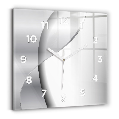 Szögletes üvegóra 30x30 Ezüst absztrakció