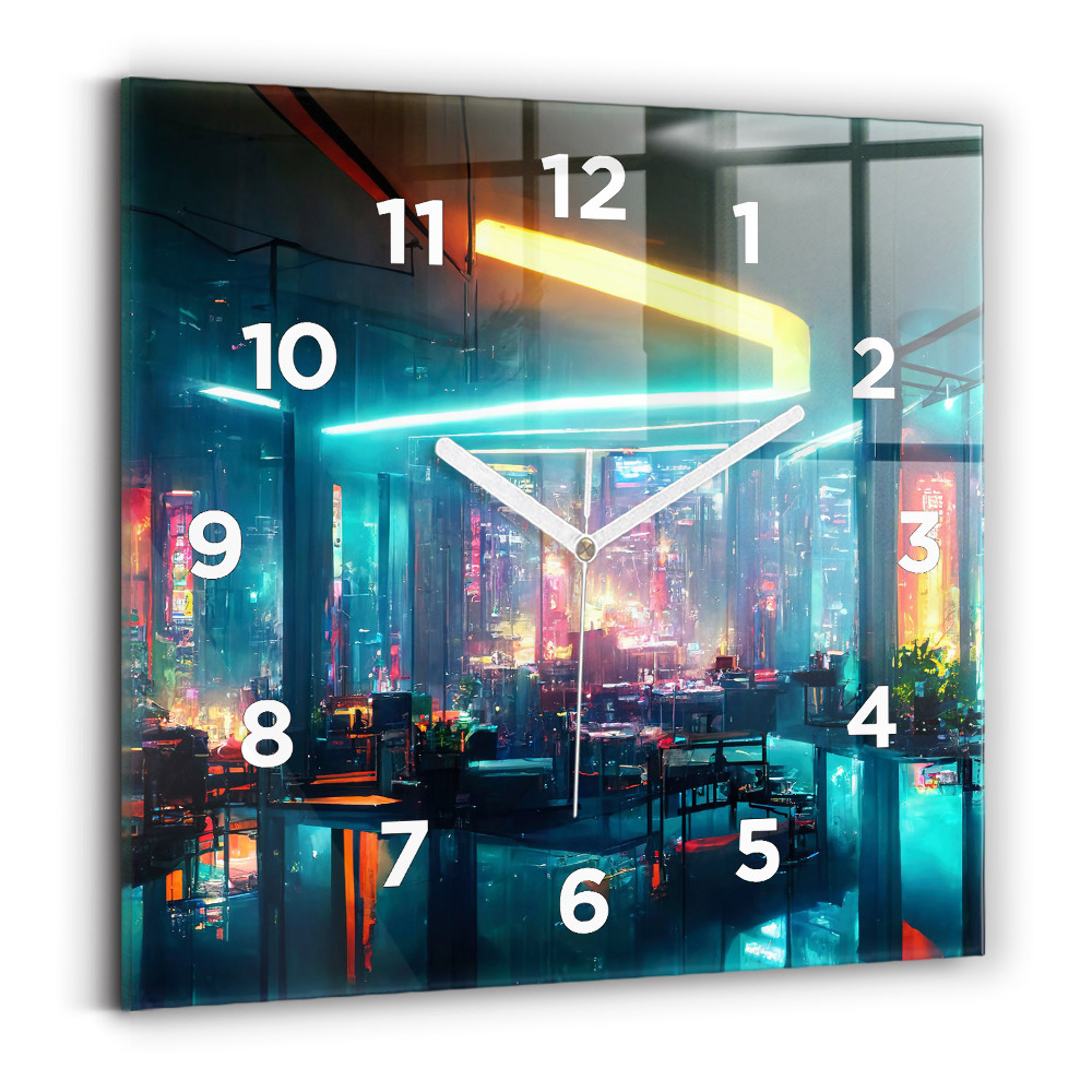Szögletes üvegóra 30x30 Egy város cyberpunk stílusban