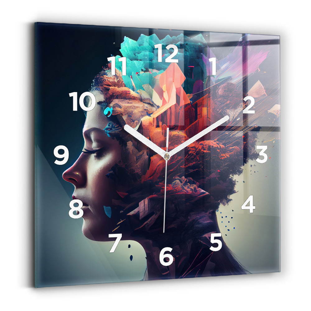 Szögletes üvegóra 30x30 Absztrakt nő