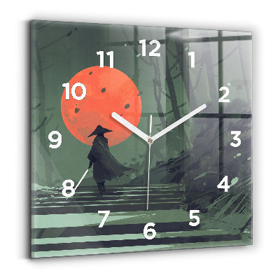 Szögletes üvegóra 30x30 Szamuráj az erdőben