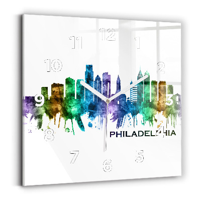 Szögletes üvegóra 30x30 Színes Philadelphia