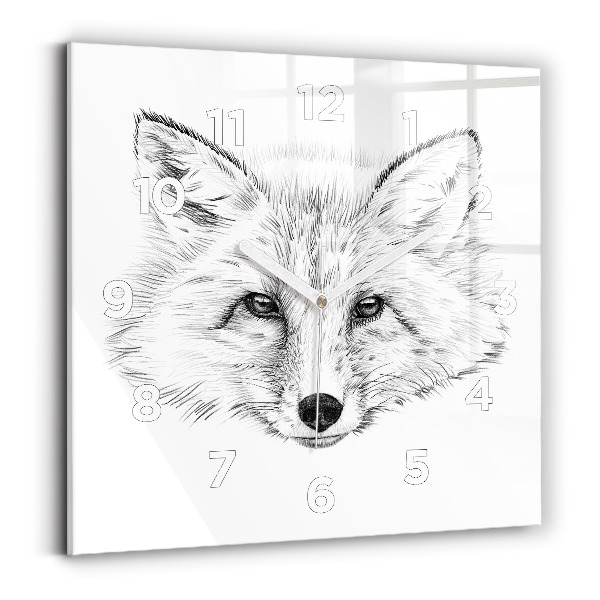 Szögletes fali üvegóra 30x30 Grafikus rókafej