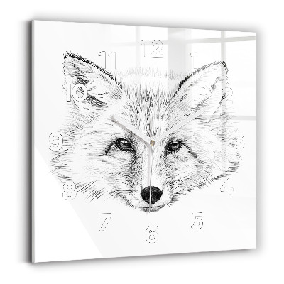 Szögletes fali üvegóra 30x30 Grafikus rókafej