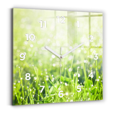 Szögletes fali üvegóra 30x30 zöld fű