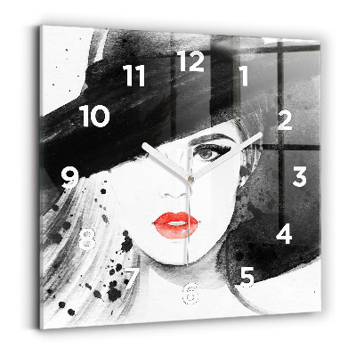 Négyzetes üvegóra 30x30 Nő kalapban