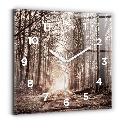 Négyzetes üvegóra 30x30 Erdei ösvény szépia