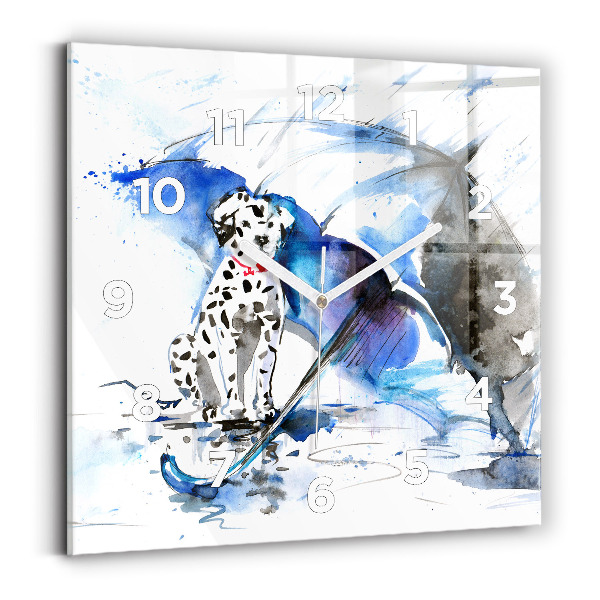Szögletes üvegóra 30x30 Dalmata és esernyő