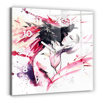 Négyzetes üvegóra 30x30 Szerelmesek absztrakció