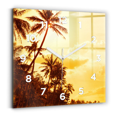 Négyzet alakú üvegóra 30x30 Napos pálmafák