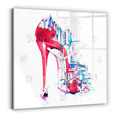 Szögletes üvegóra 30x30 Piros sarkú