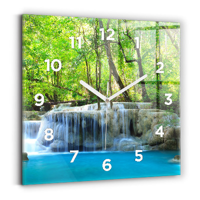 Szögletes fali üvegóra 30x30 Vízesés az erdőben