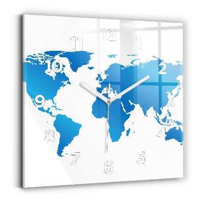 Négyzet alakú üvegóra 30x30 világtérkép